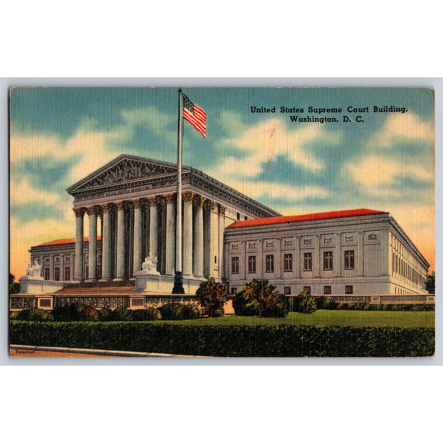 Washington DC US Supreme Court Building Linen Postcard Unused