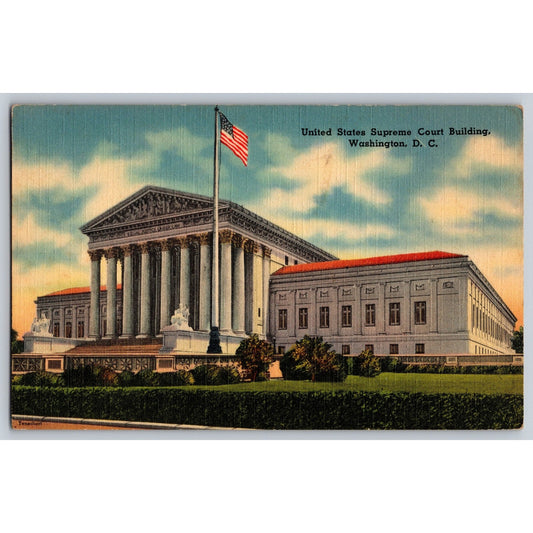 Washington DC US Supreme Court Building Linen Postcard Unused