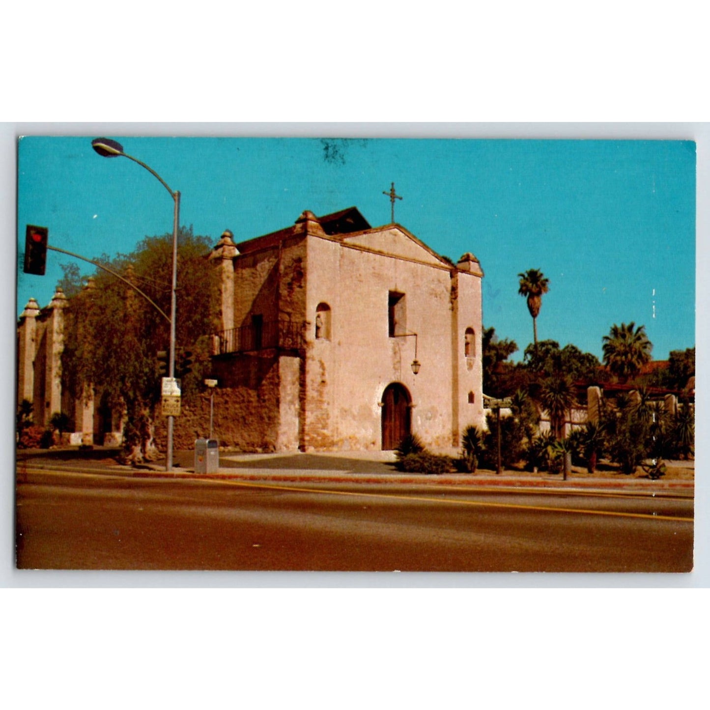 San Gabriel CA California San Gabriel Mission Archangel Chrome Postcard Used