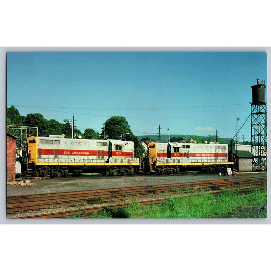 Bangor PA Pennsylvania Erie Lackawanna GP-7 Locomotives 1976 Chrome postcard