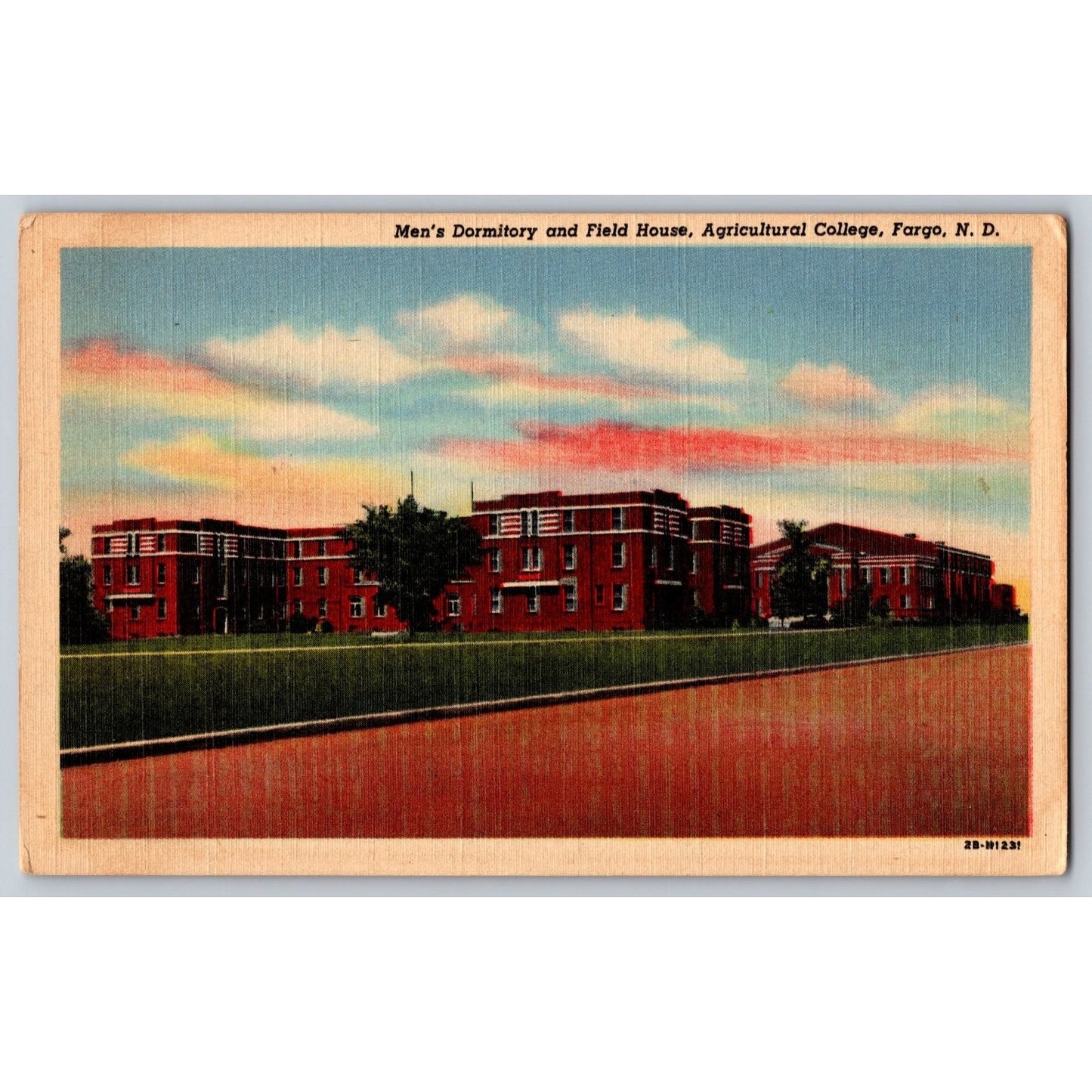Fargo ND North Dakota Agricultural College Men's Dormitory Field House Postcard