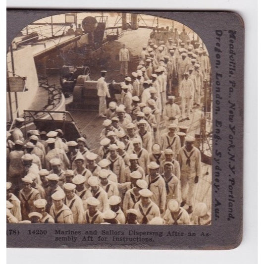 Marines and Sailors Dispersing Stereoview Keystone View Co Early 1900s Military