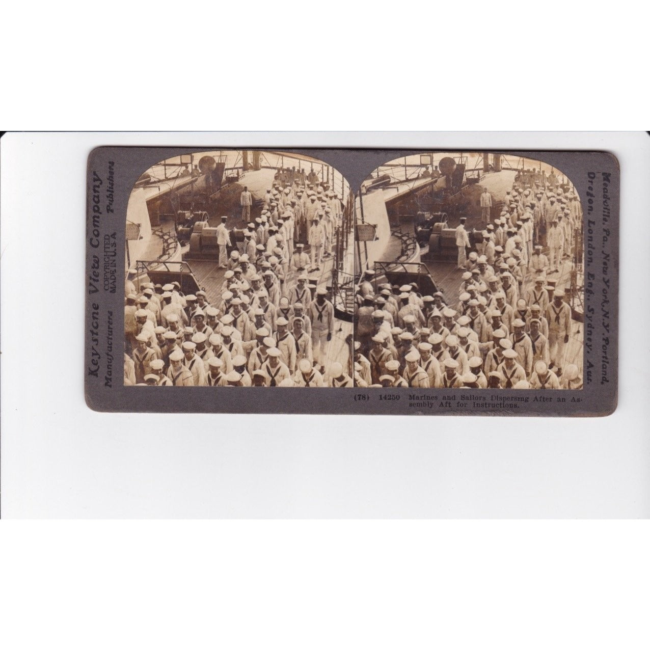 Marines and Sailors Dispersing Stereoview Keystone View Co Early 1900s Military