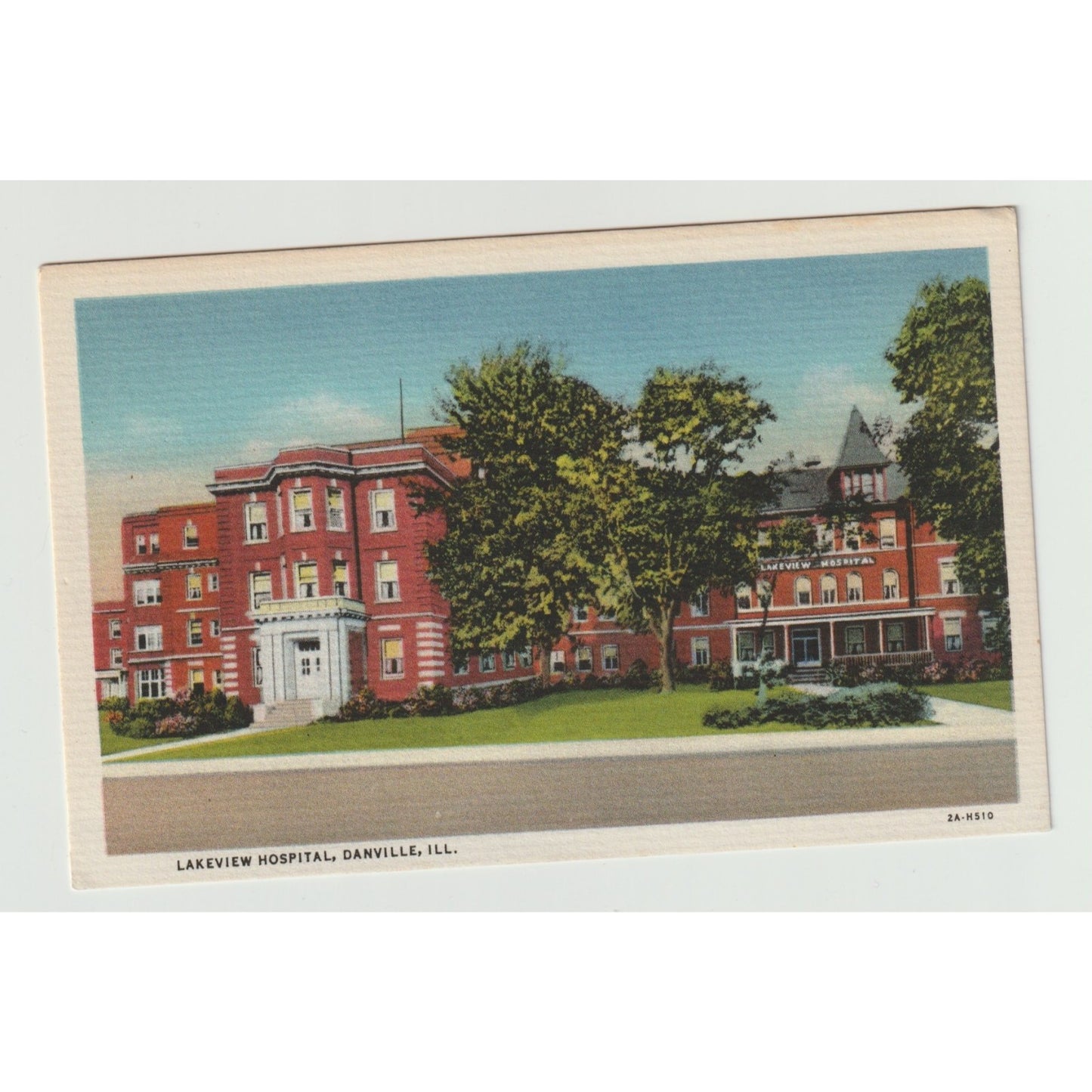 Postcard IL Illinois Danville Lakeview Hospital Linen Unused