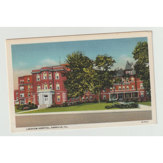 Postcard IL Illinois Danville Lakeview Hospital Linen Unused