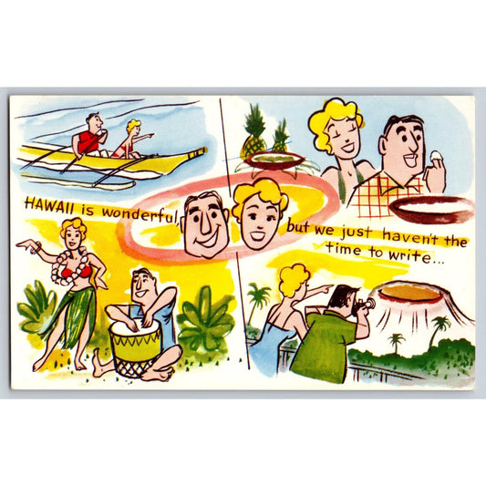 Comic Cartoon Postcard HI Hawaii is Wonderful Card Surfing Drum Mike Roberts