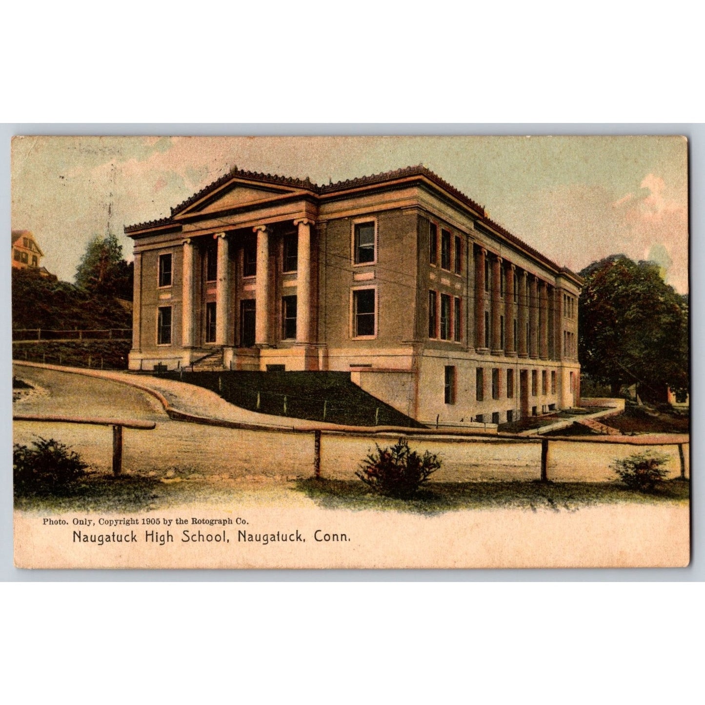 Naugatuck CT Connecticut High School 1905 Divided Back Postcard Used Rotograph