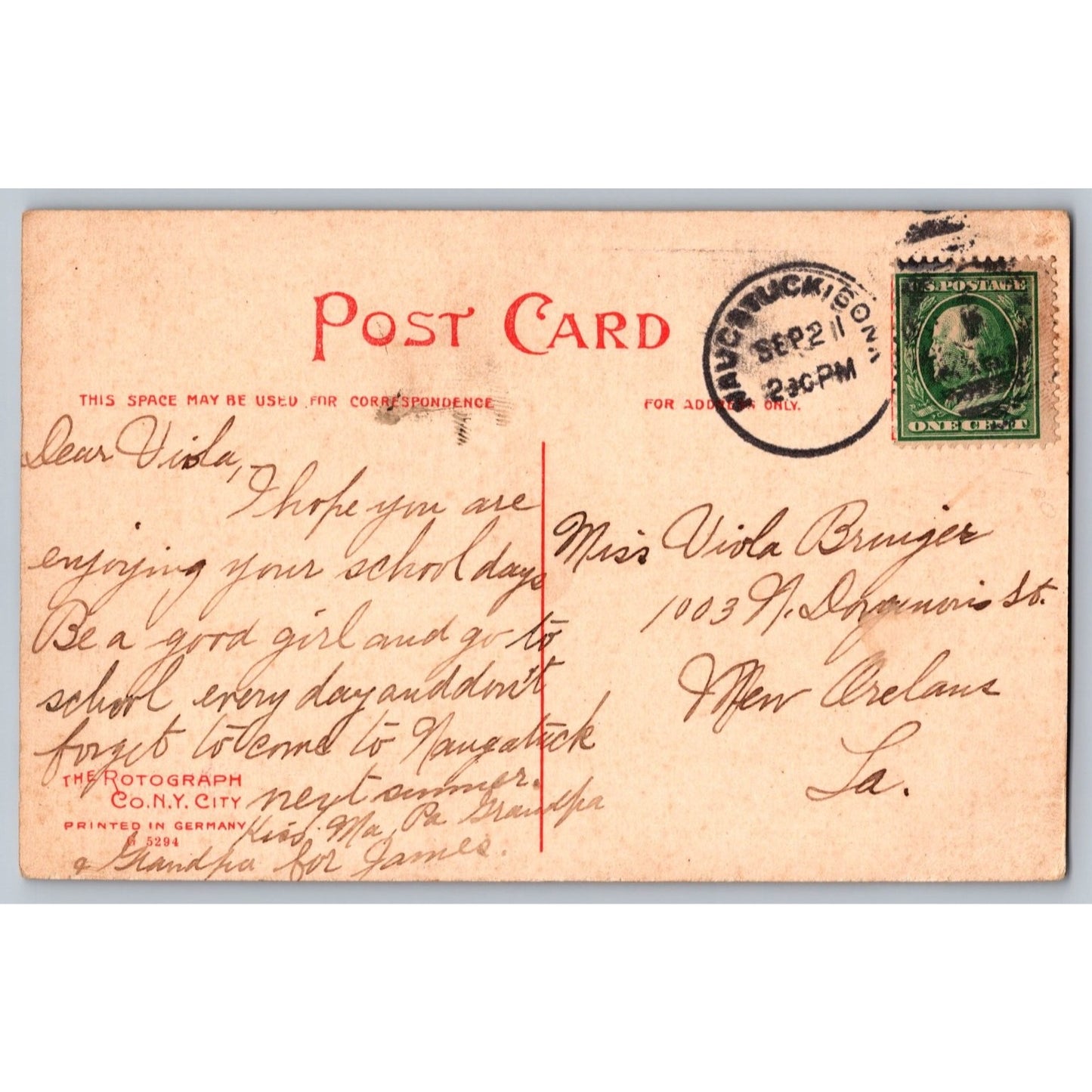Naugatuck CT Connecticut High School 1905 Divided Back Postcard Used Rotograph