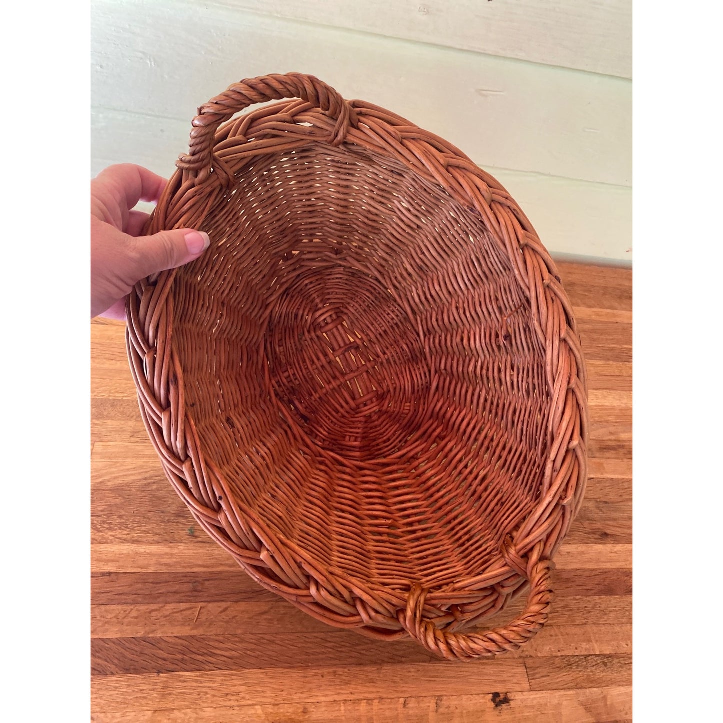Small Handwoven Wicker Basket With Handles - Child Size Laundry Basket 15" Diameter - Natural Decor Or Storage