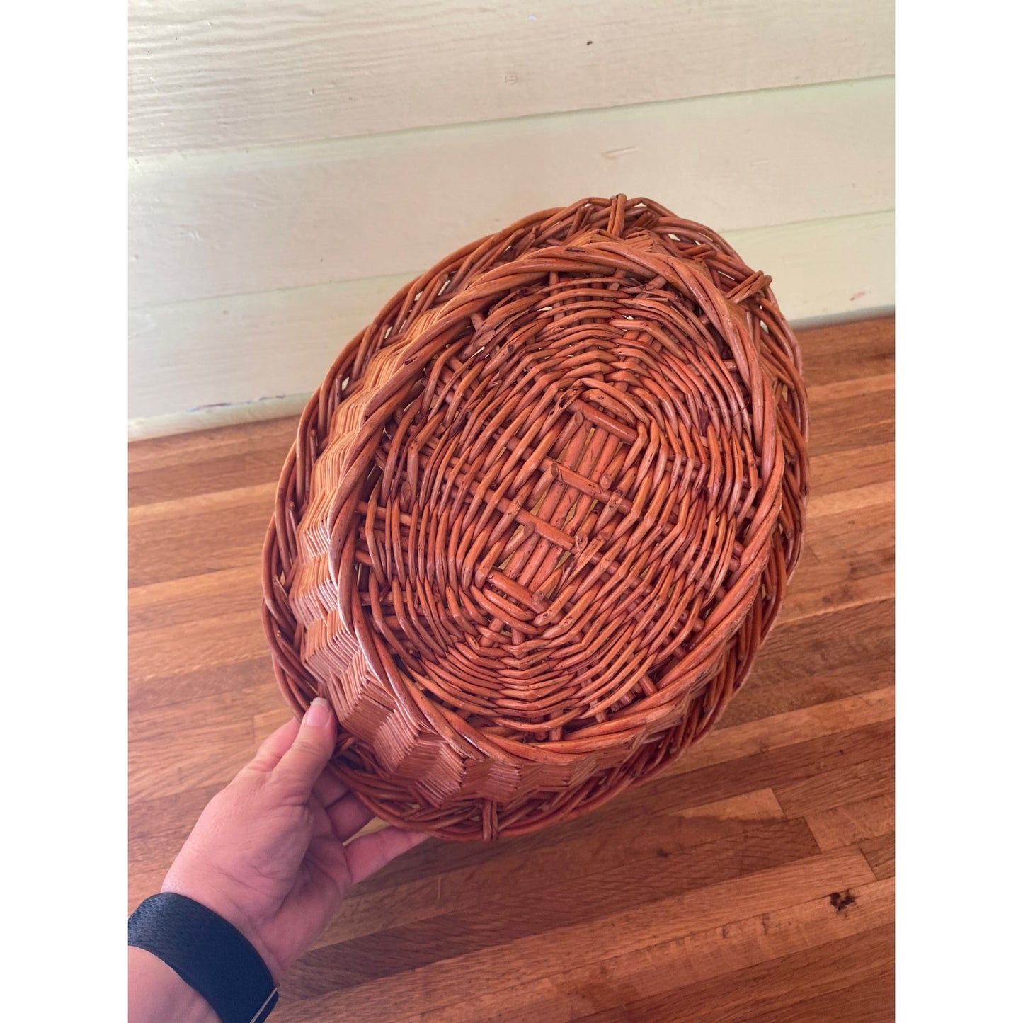 Small Handwoven Wicker Basket With Handles - Child Size Laundry Basket 15" Diameter - Natural Decor Or Storage