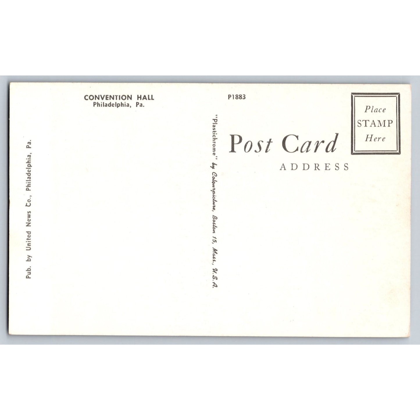 Philadelphia PA Pennsylvania Convention Hall United News Chrome Postcard
