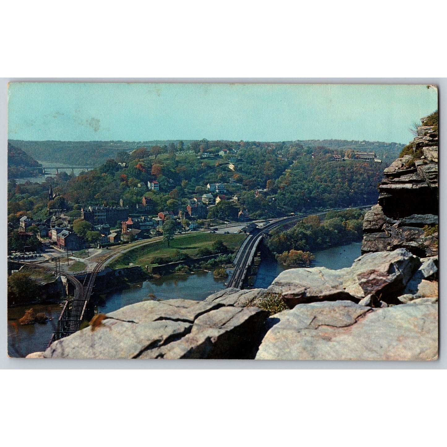 Harpers Ferry WV West Virginia Maryland Heights Scenic View 1967 Chrome Postcard Frank D Kelley