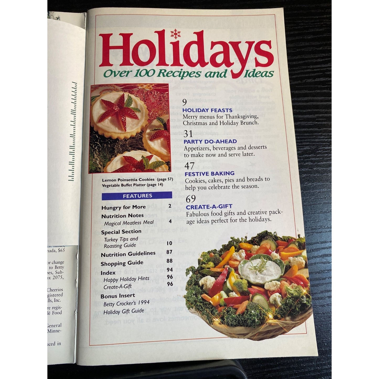 Betty Crocker Holidays Recipe Magazine Cookbook Booklet December 1994