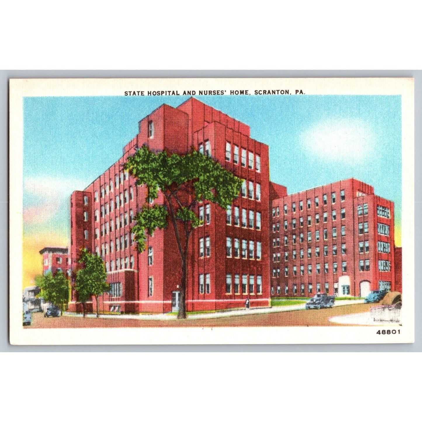 Scranton PA Pennsylvania State Hospital & Nurses' Home White Border Postcard
