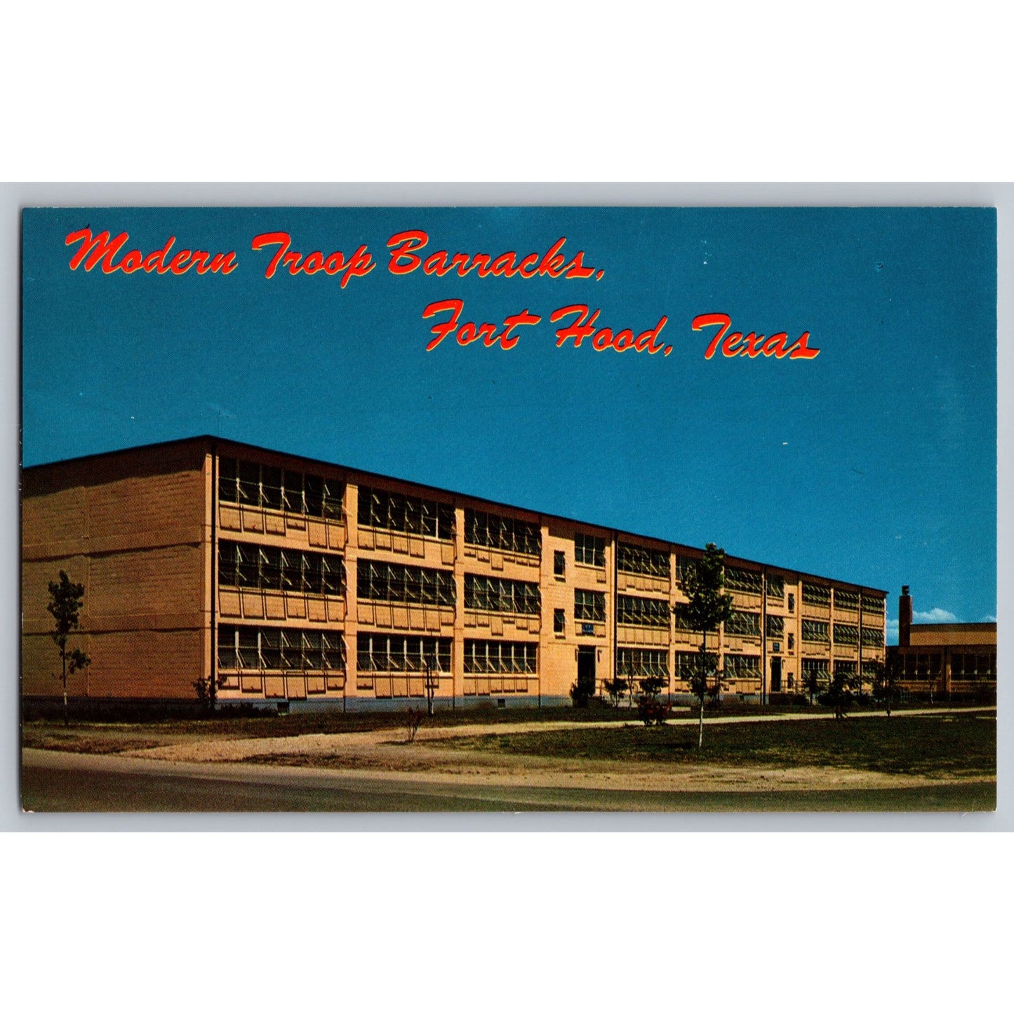 Fort Hood TX Texas Modern Troop Barracks Chrome Postcard Unused