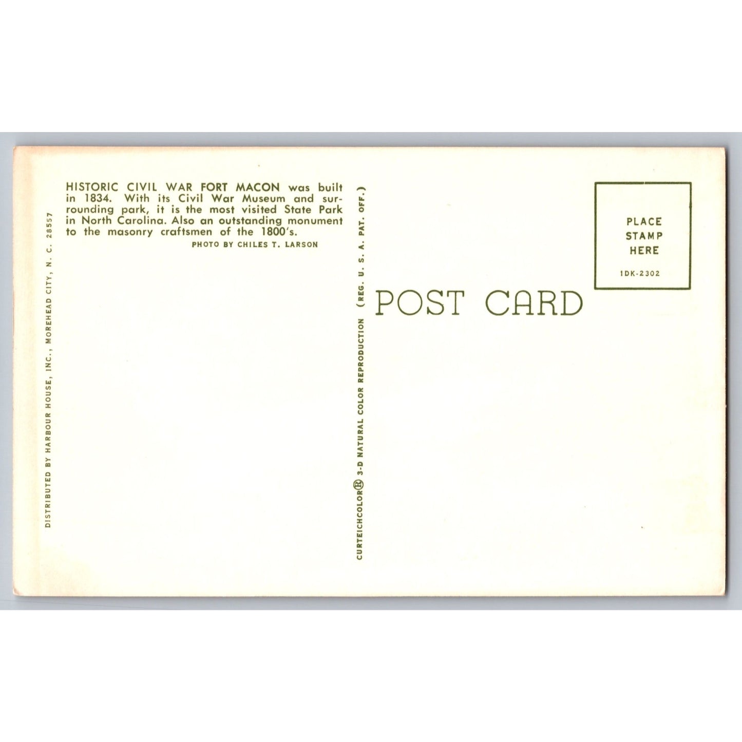 Fort Macon NC North Carolina Civil War Chrome Postcard Unused
