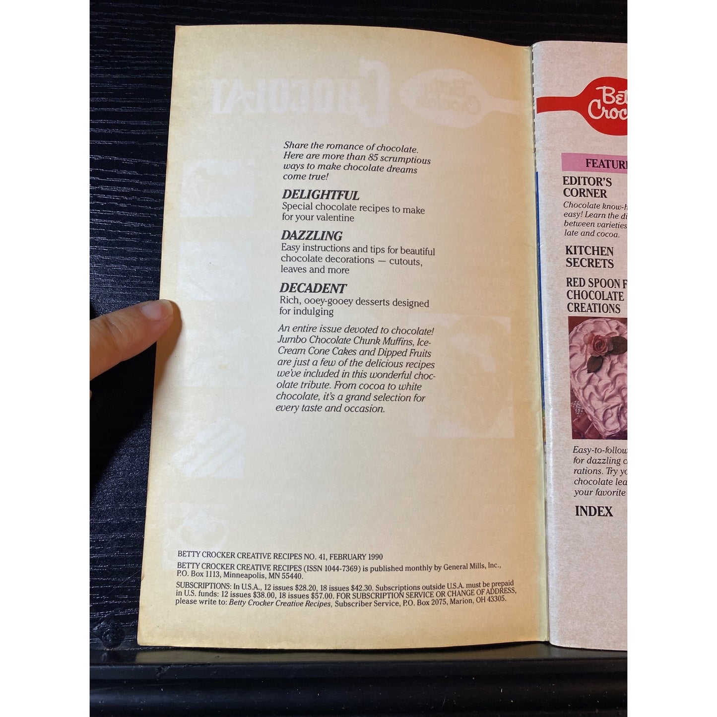 Betty Crocker In Love With Chocolate Recipe Cookbook Booklet 1990 #41