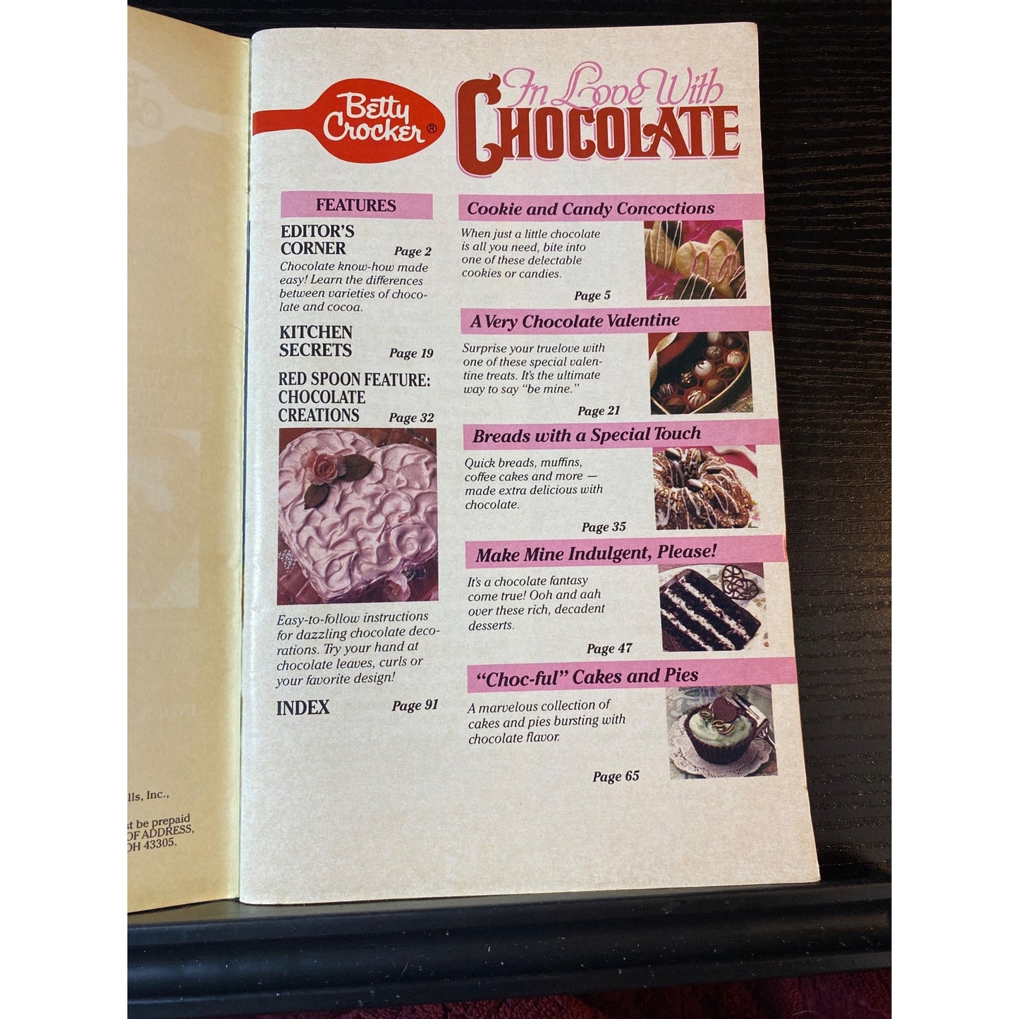 Betty Crocker In Love With Chocolate Recipe Cookbook Booklet 1990 #41