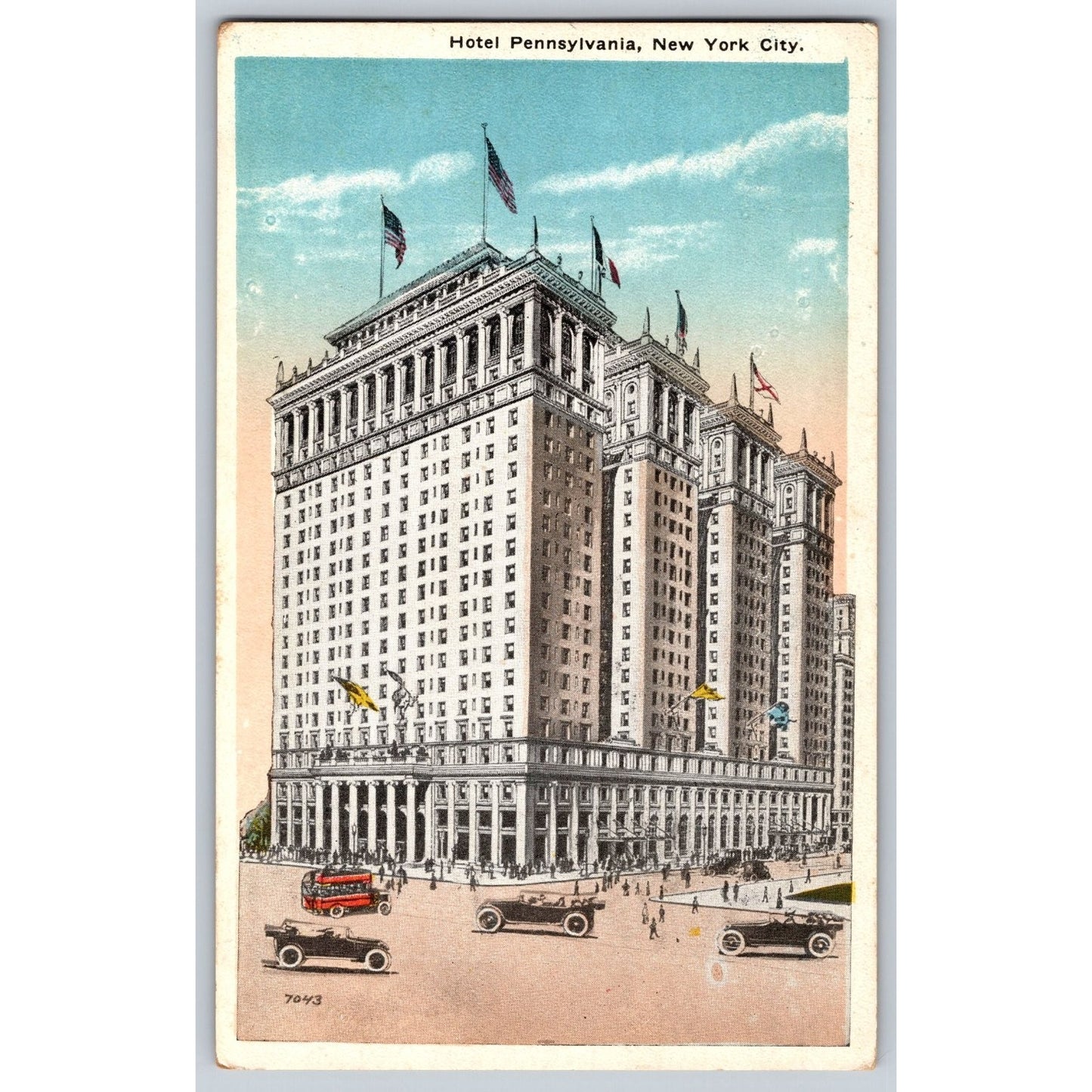 New York City NY Hotel Pennsylvania Early 1900s White Border Postcard Unused