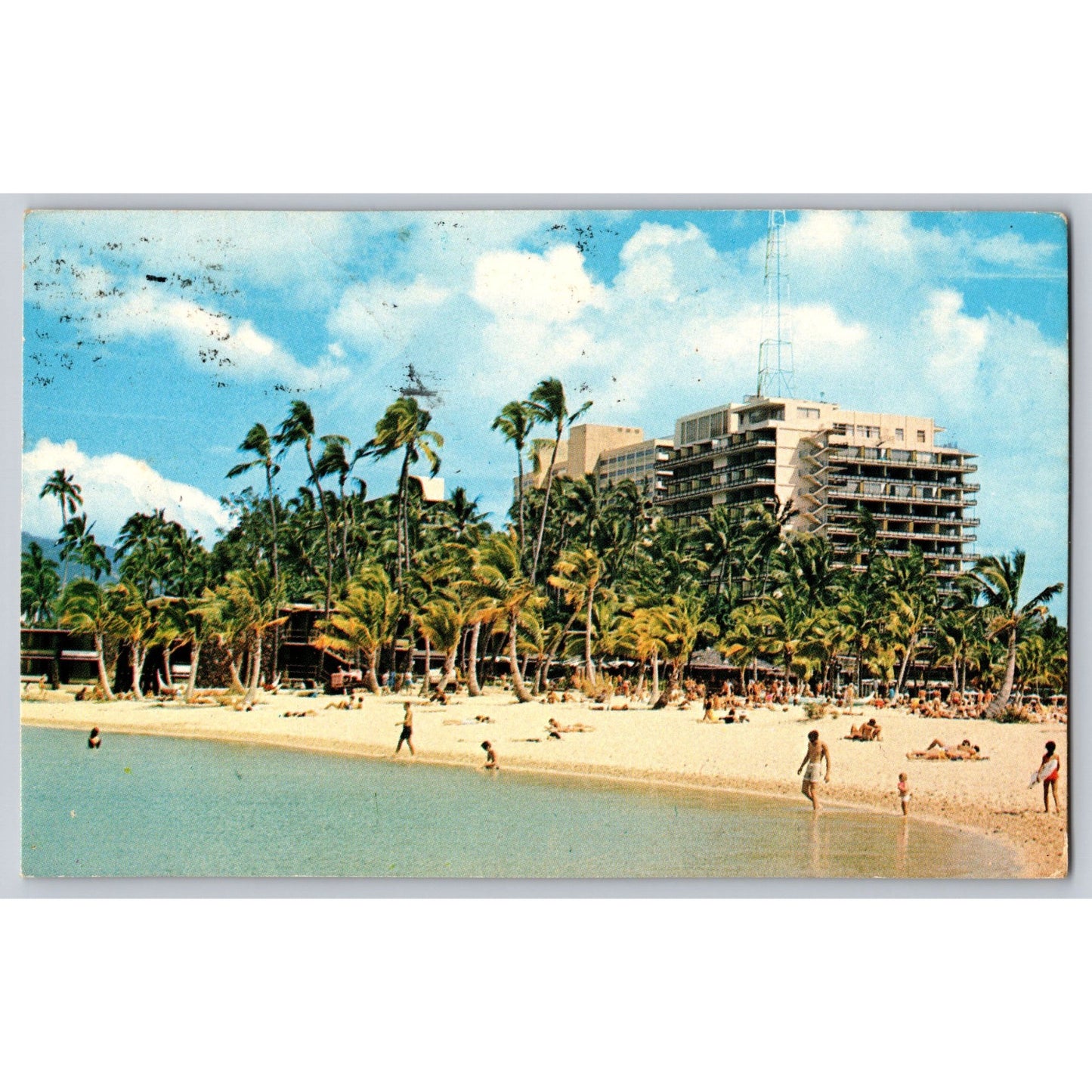 Honolulu HI Hawaii Hilton Hawaiian Village Waikiki Beach 1960s Chrome Postcard