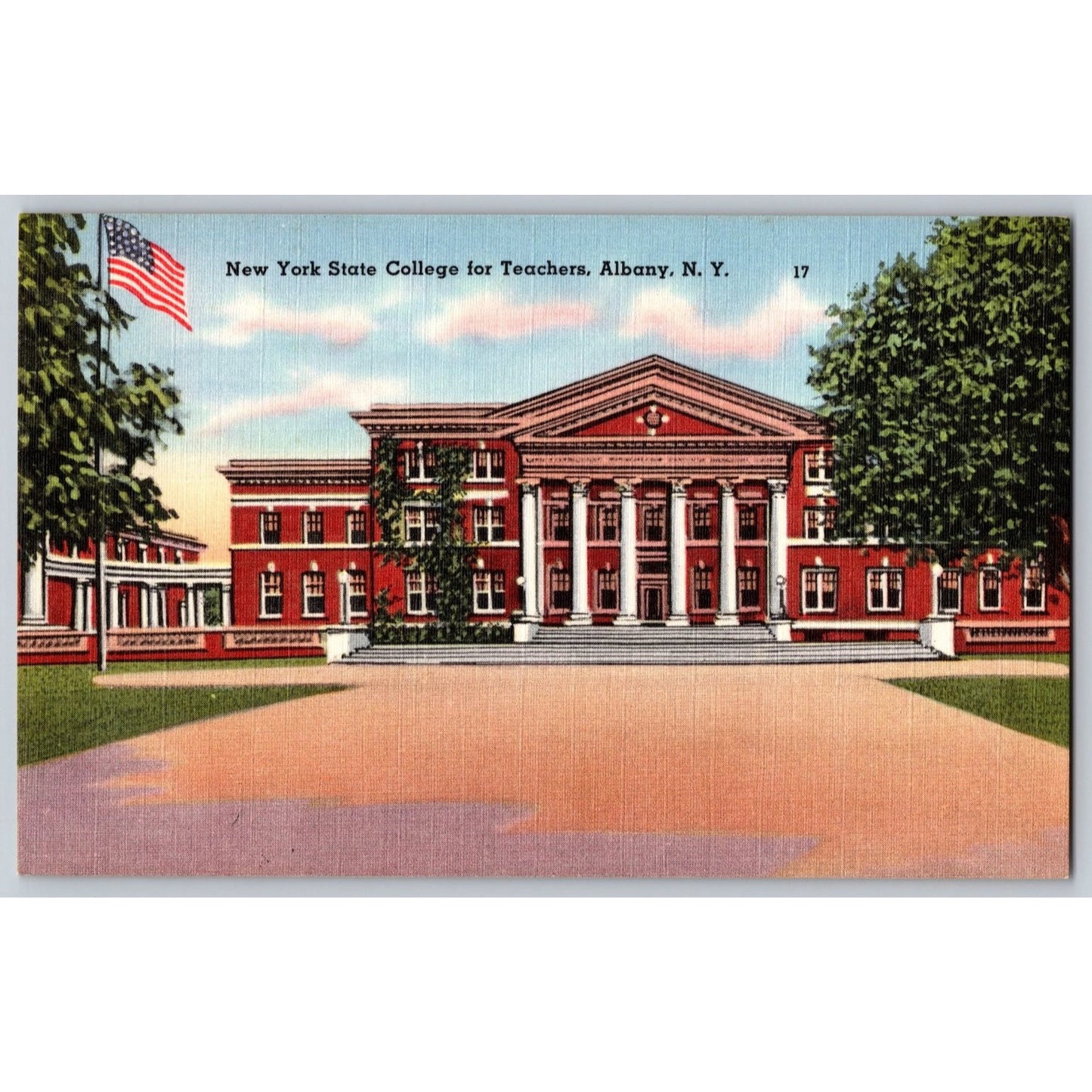 Albany NY New York State College for Teachers Linen Postcard Unused