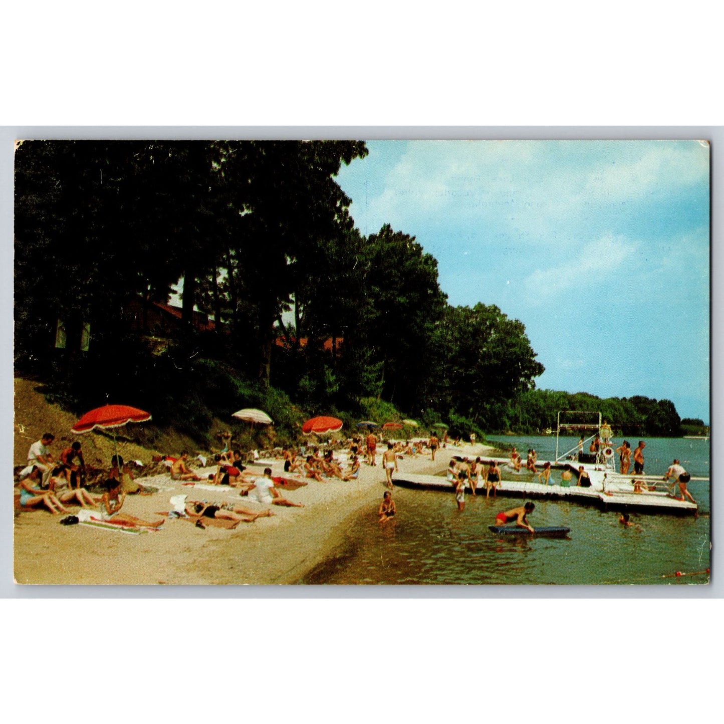 Echo Lake PA Pennsylvania Long Beach 1950s Chrome Postcard