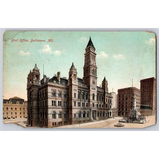 Baltimore MD Maryland Post Office 1911 Divided Back Postcard Used