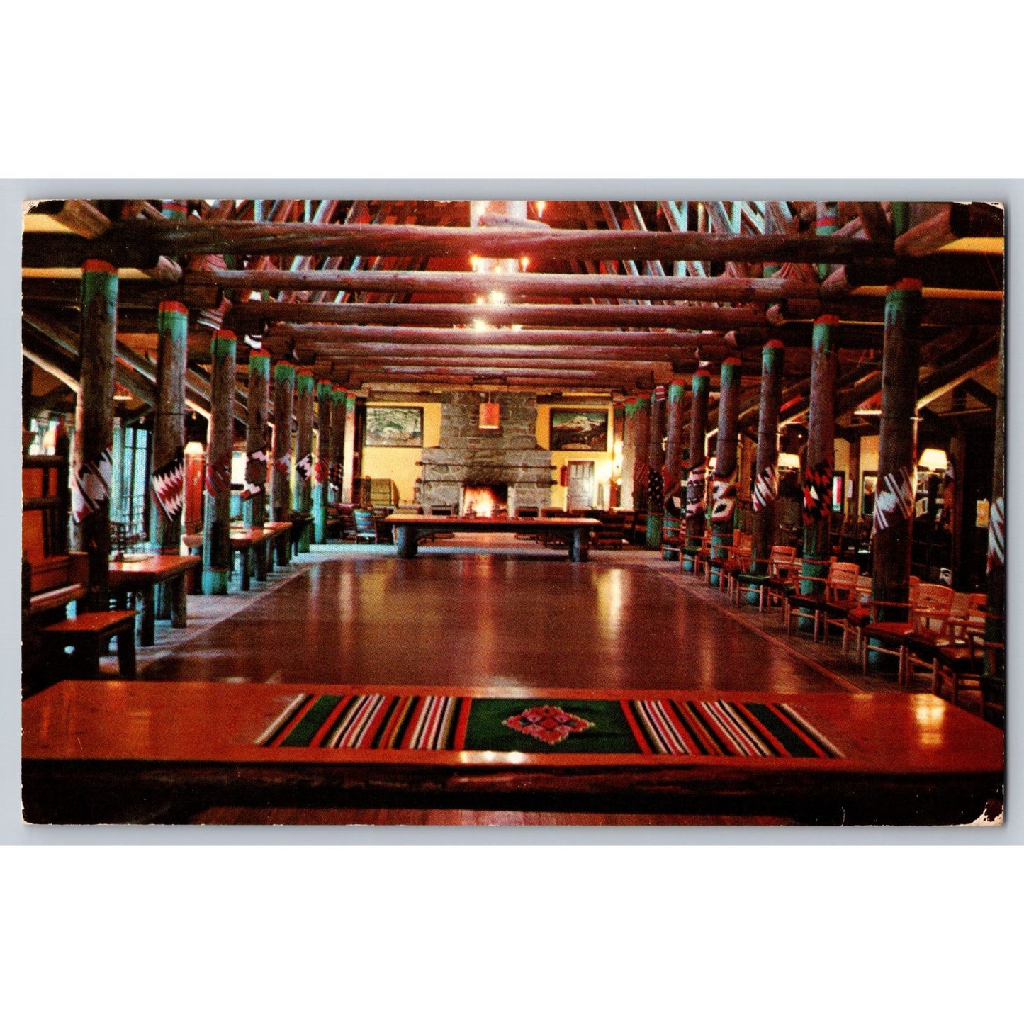 Mt Rainier National Park WA Washington Paradise Inn Lobby 1956 Chrome Postcard