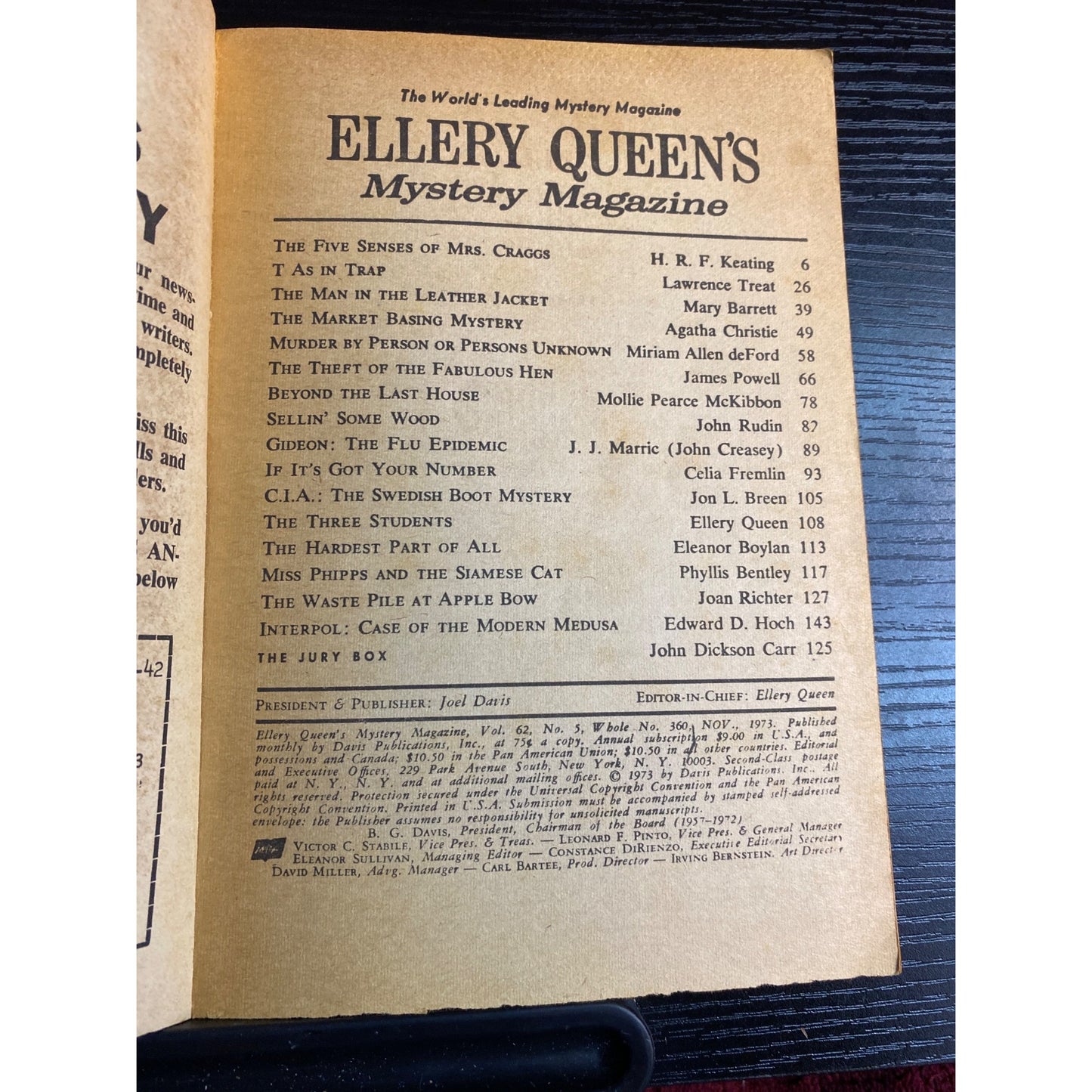 Ellery Queen's Mystery Magazine November 1973 Agatha Christie H.R.F. Keating