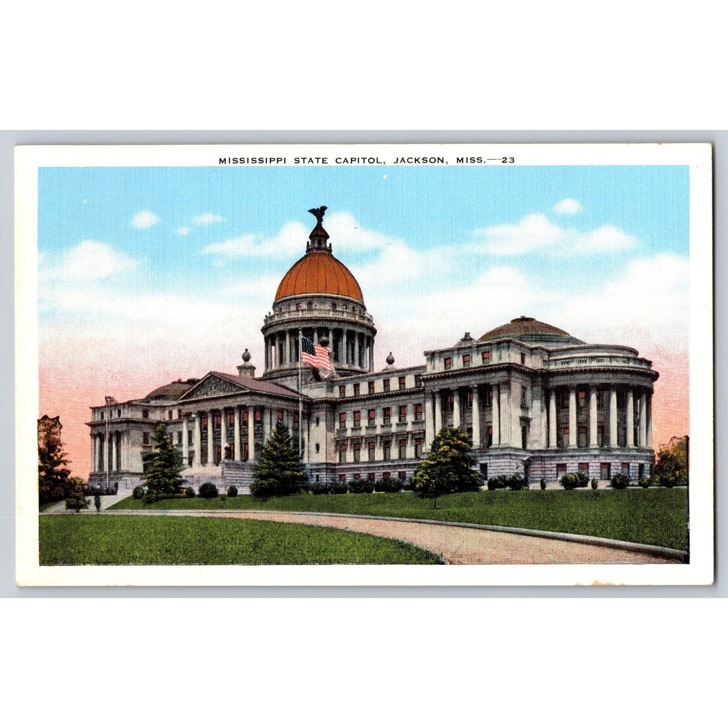 Jackson MS Mississippi State Capitol White Border Postcard Unused