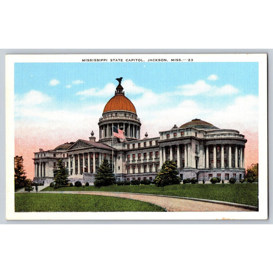 Jackson MS Mississippi State Capitol White Border Postcard Unused