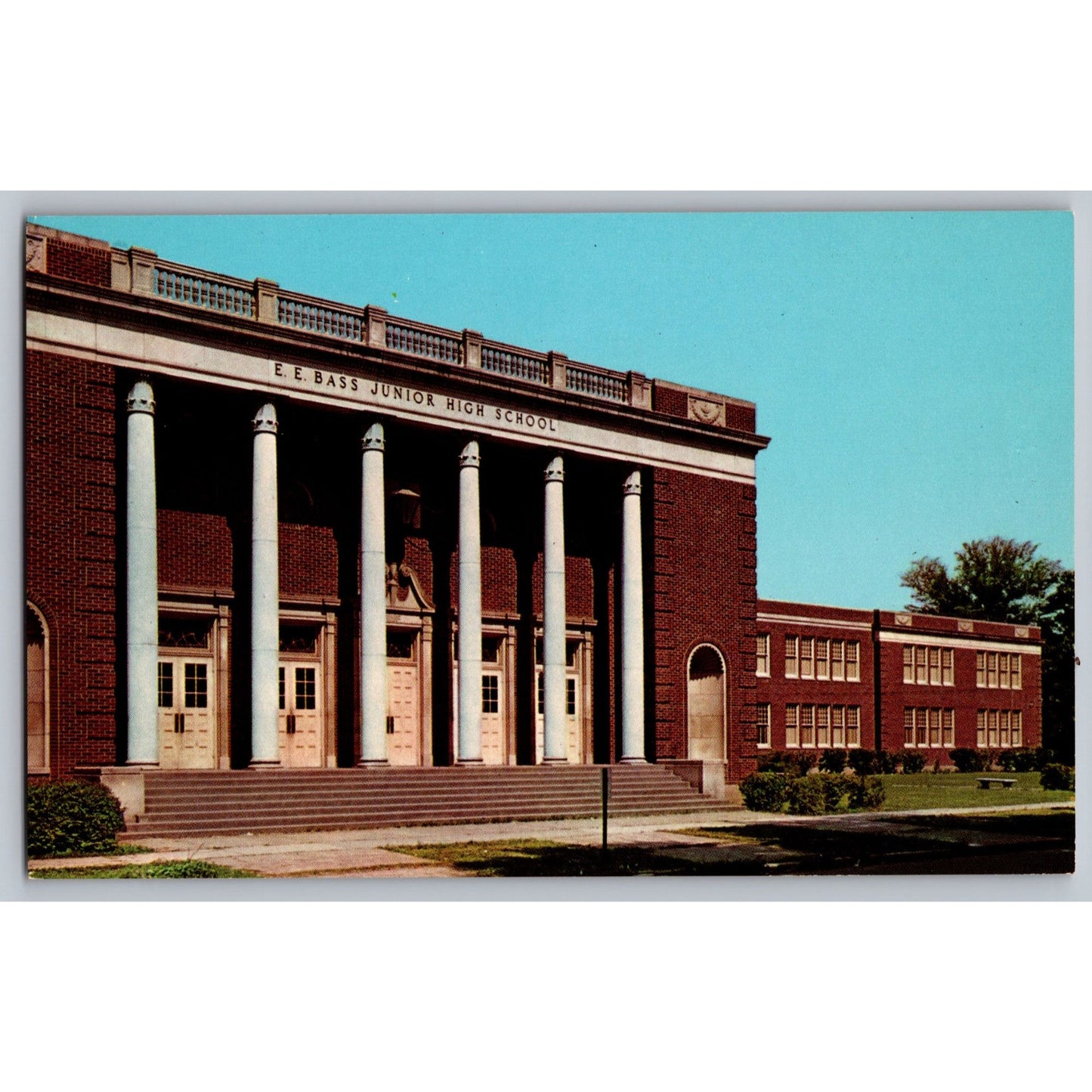 Greenville MS Mississippi E.E. Bass Junior High School Chrome Postcard Unused