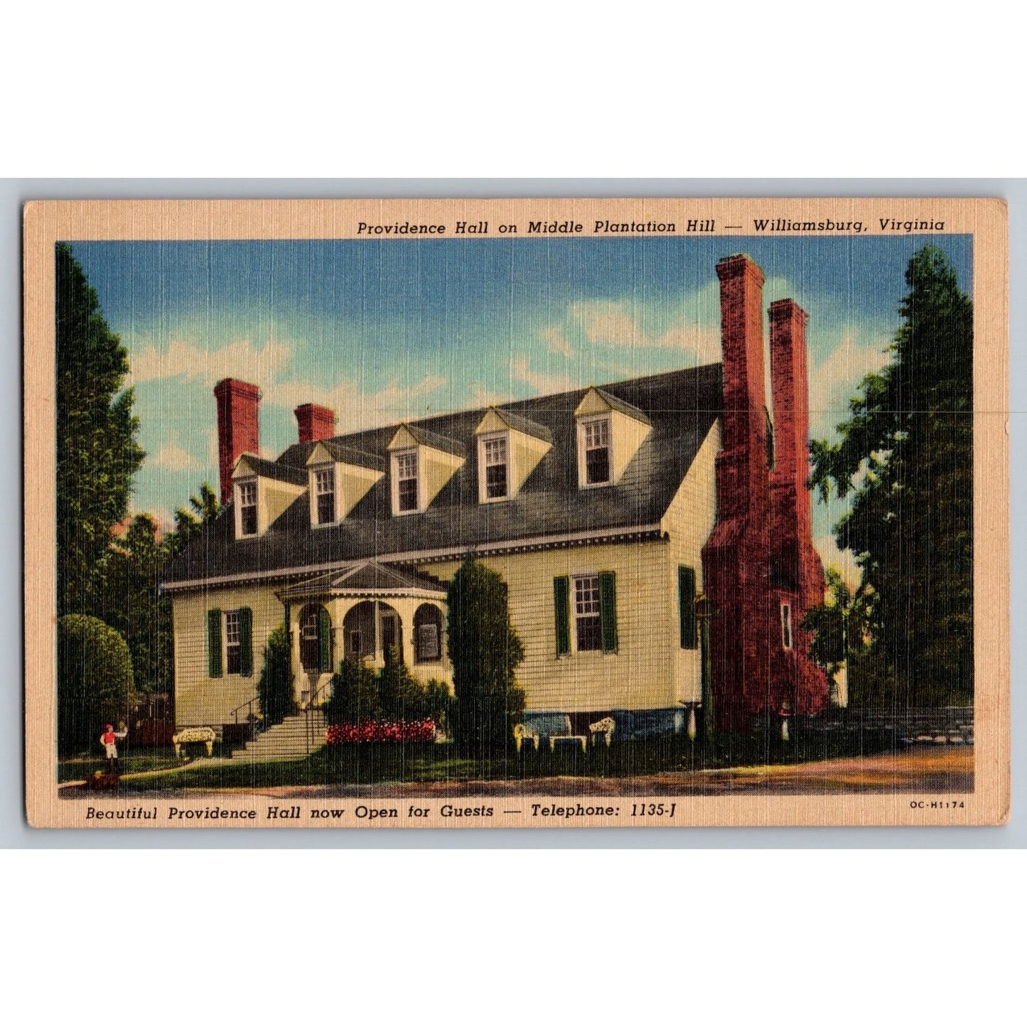Williamsburg VA Virginia Providence Hall White Border Postcard