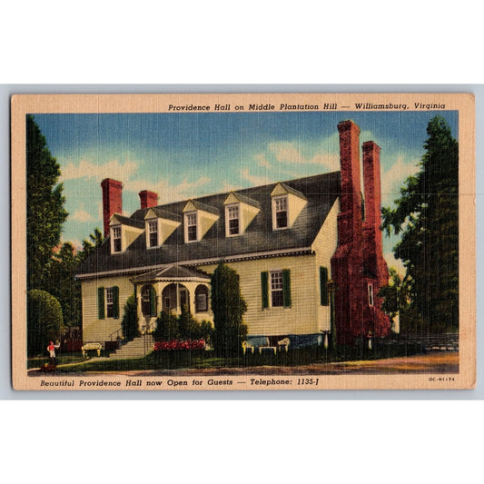 Williamsburg VA Virginia Providence Hall White Border Postcard
