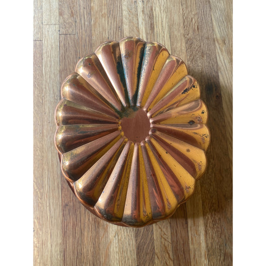 Vintage Swedish Copper & Aluminum Fluted Mold For Baking Or Kitchen Décor 10 Inches