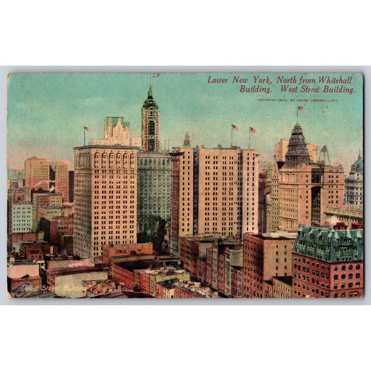 Lower New York City NY West Street Buildings 1908 Divided Back Postcard
