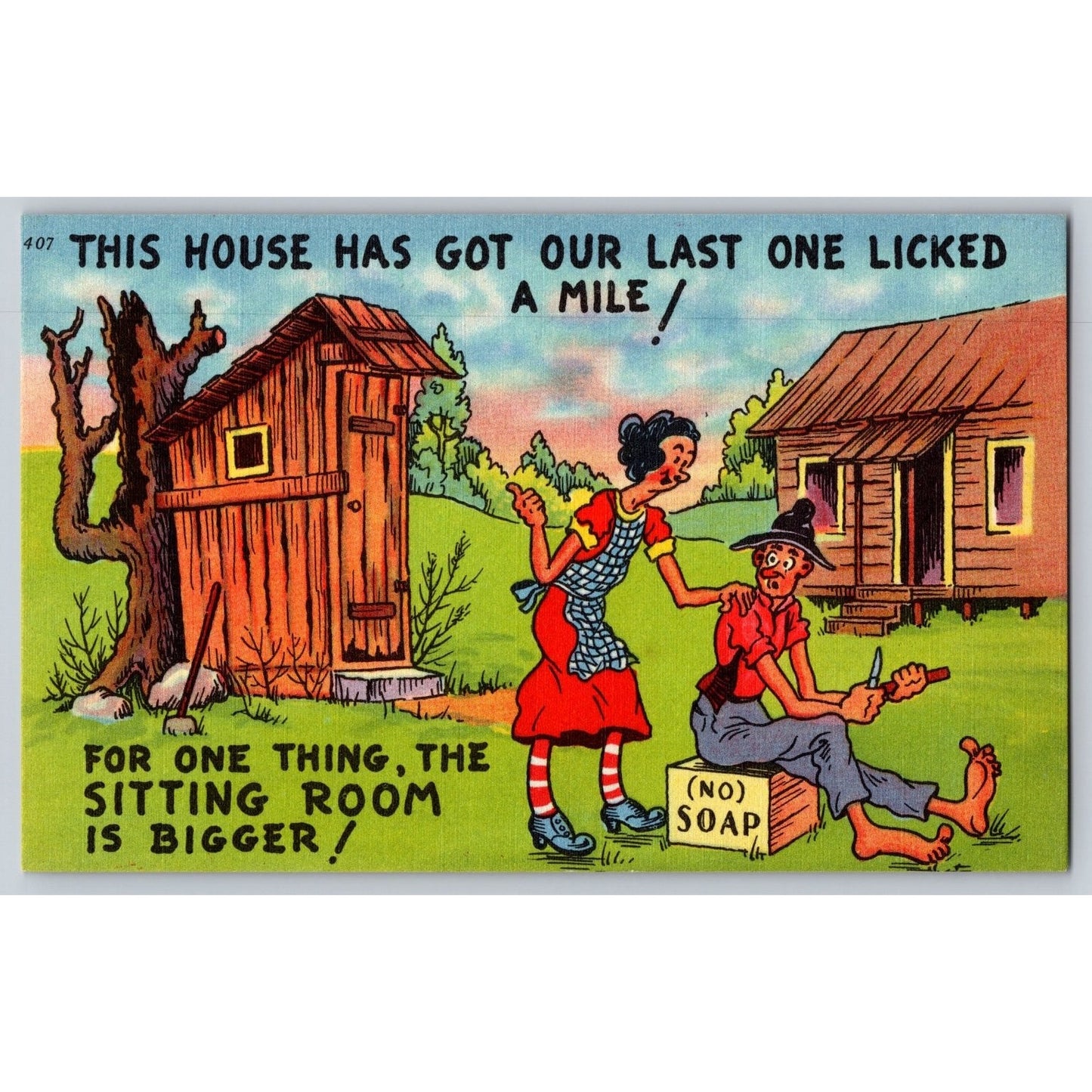 Comic Postcard Cartoon Humorous Last One Licked a Mile Linen Unused