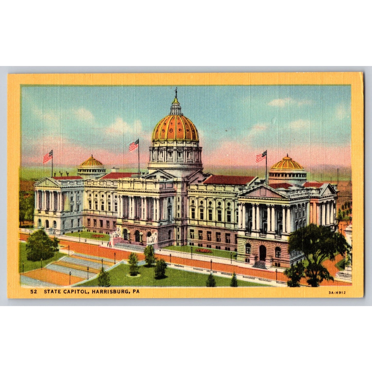 Harrisburg PA Pennsylvania State Capitol Linen Postcard Unused Hoffman Curteich