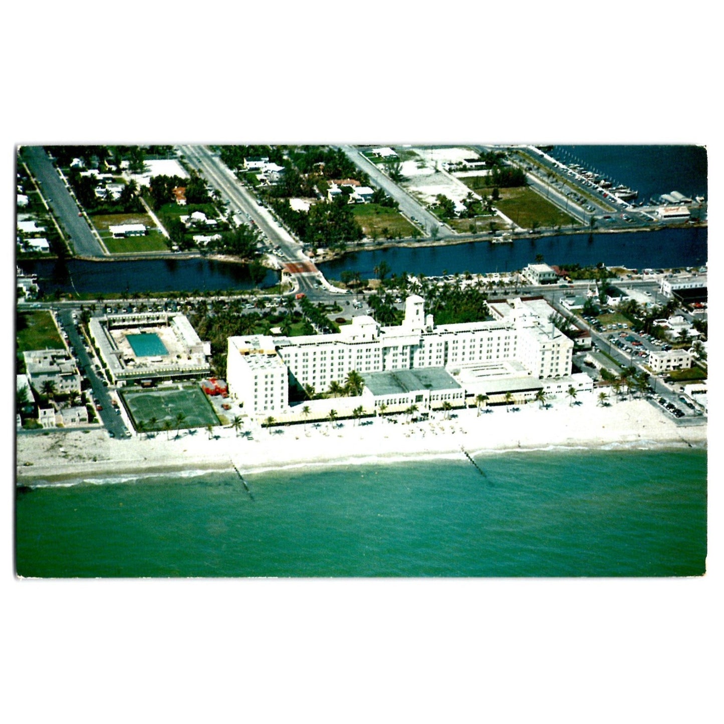 Hollywood by the Sea FL Florida Beach Hotel Aerial View Chrome Postcard Used