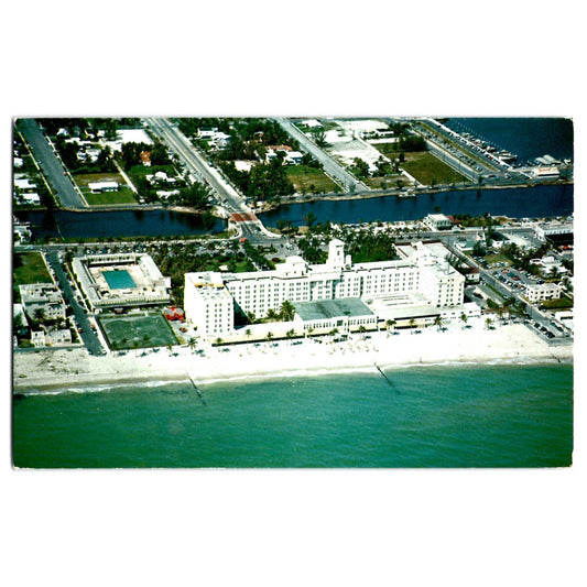 Hollywood by the Sea FL Florida Beach Hotel Aerial View Chrome Postcard Used