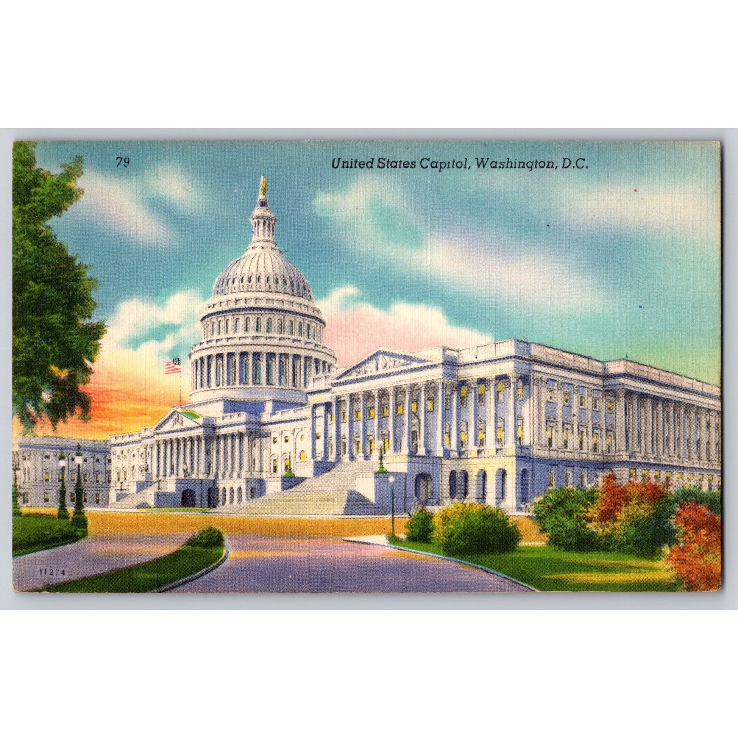 Washington DC US Capitol Linen Postcard Unused Washington News Co