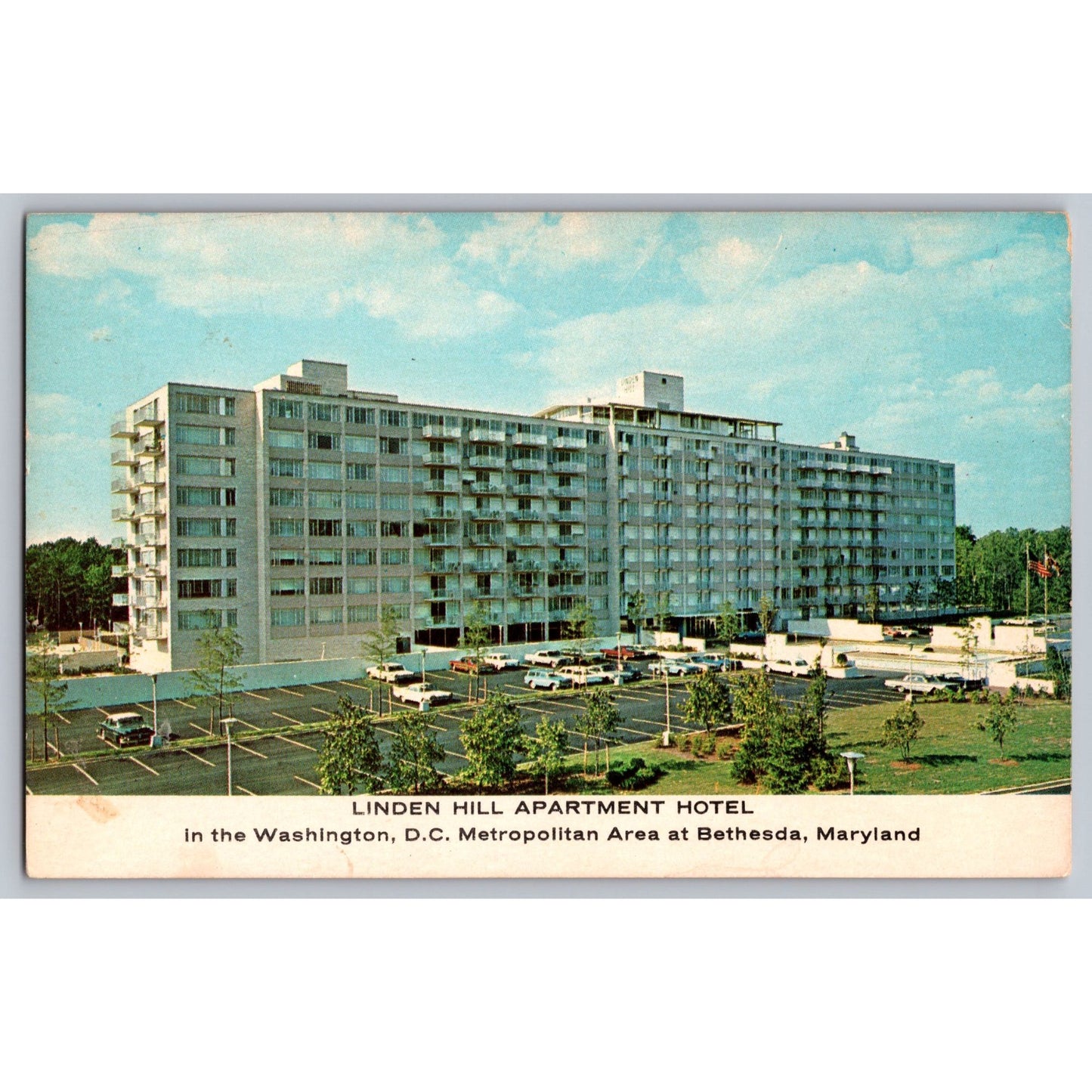 Bethesda MD Maryland Linden Hill Apartment Hotel Chrome Postcard Used