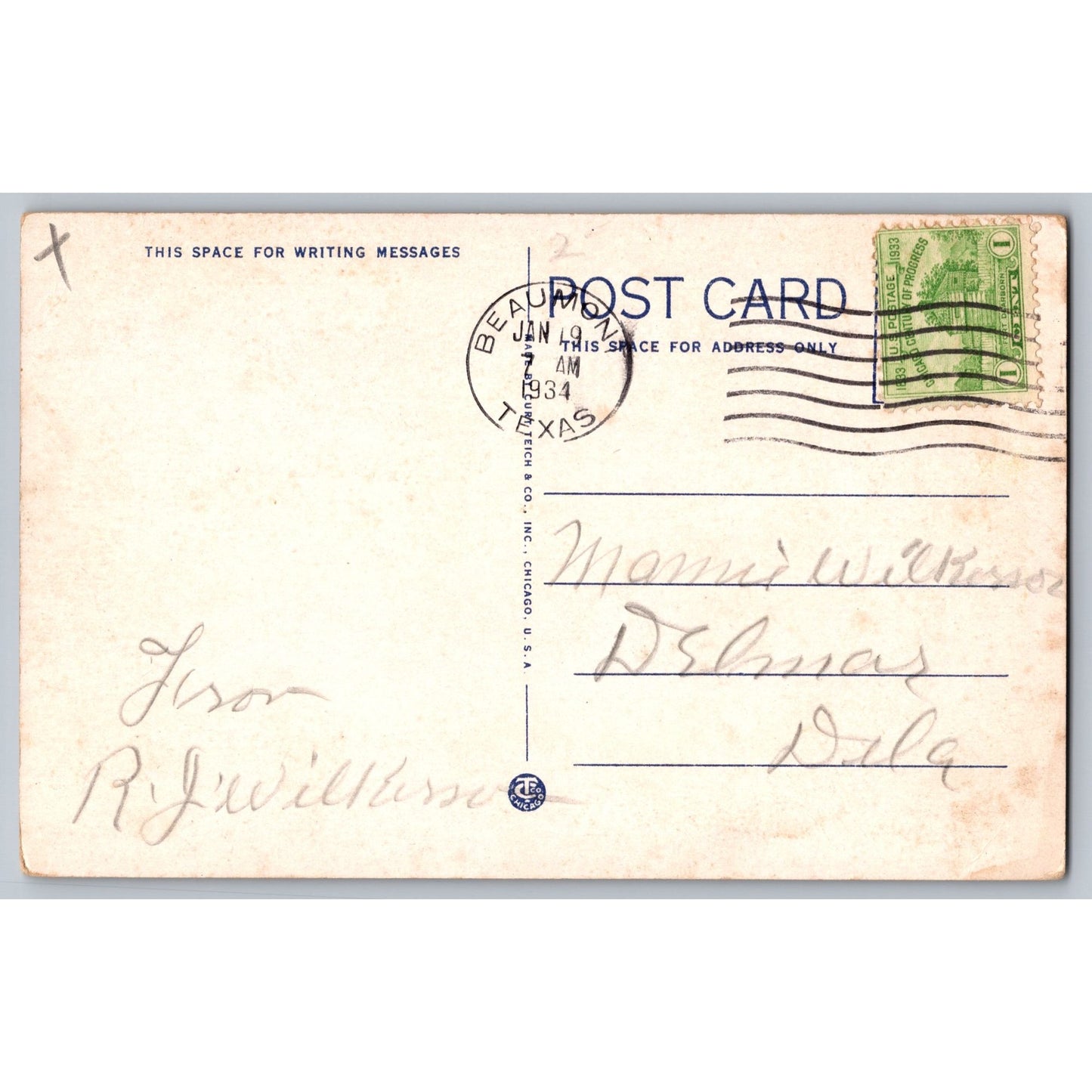 Beaumont TX Texas City Hall & Auditorium 1934 White Border Postcard Used