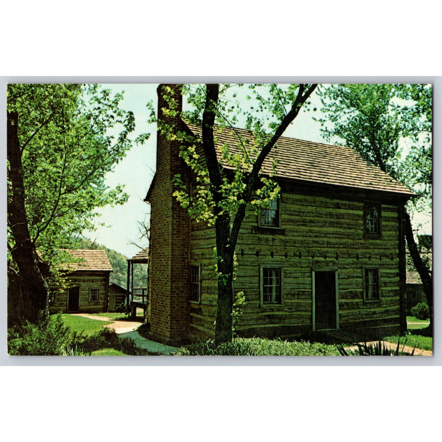 Piney Flats TN Tennessee Rocky Mount Cobb-Massengill Log House Chrome Postcard