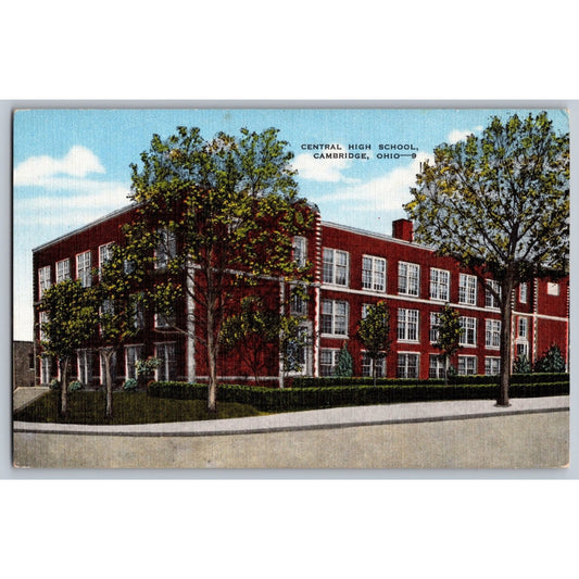 Cambridge OH Ohio Central High School Linen Postcard E C Kropp