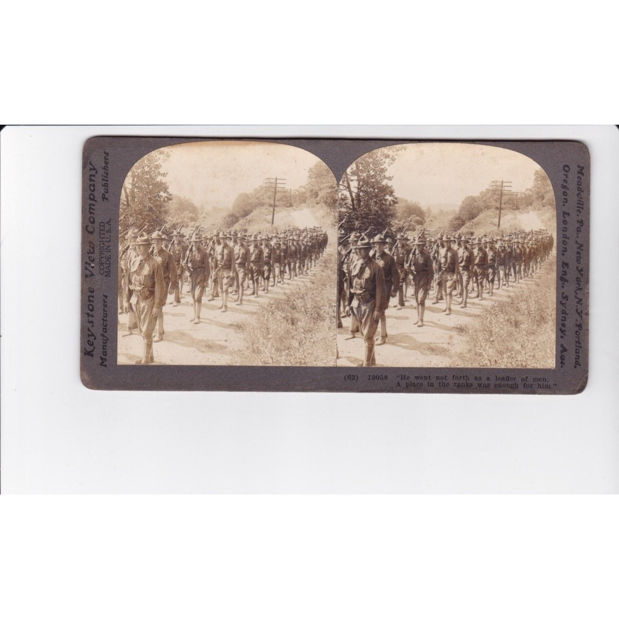 Stereoview A Place in the Ranks Keystone View Co 1910s WWI Soldiers