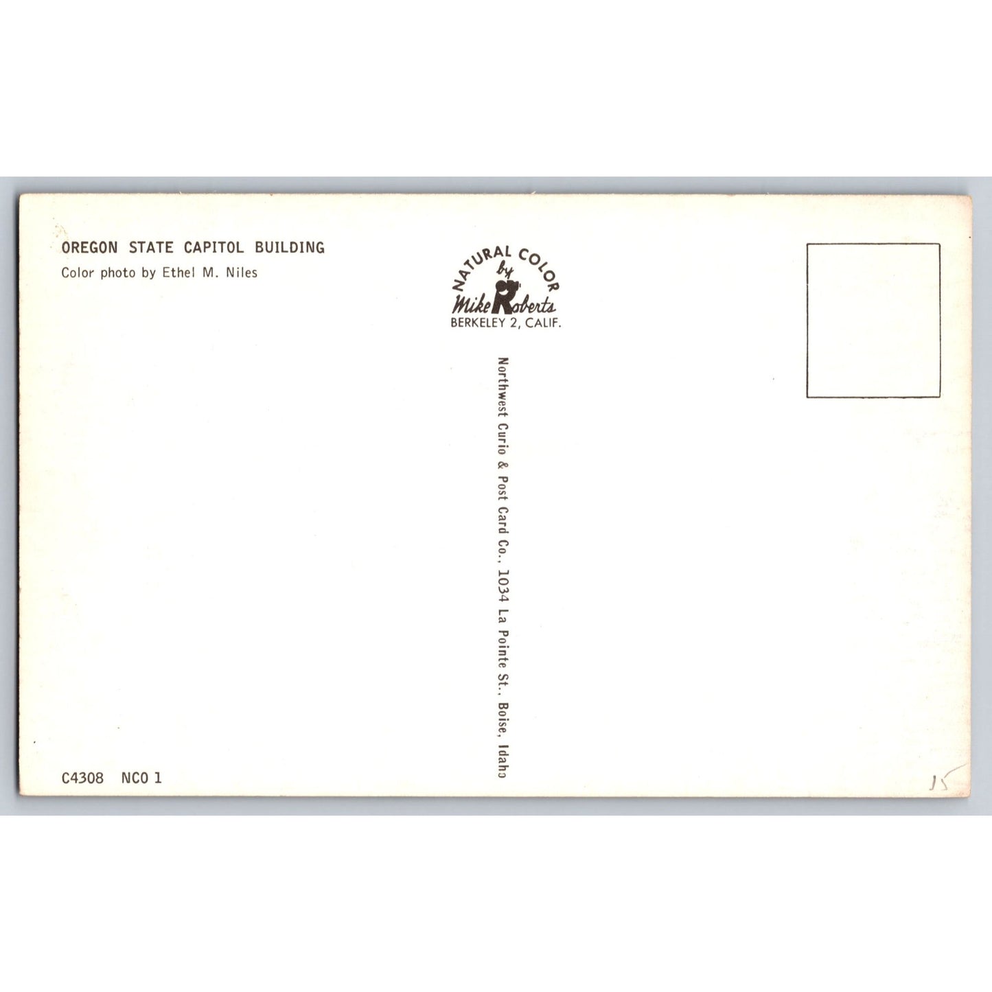Salem OR Oregon State Capitol Chrome Postcard Unused Mike Roberts