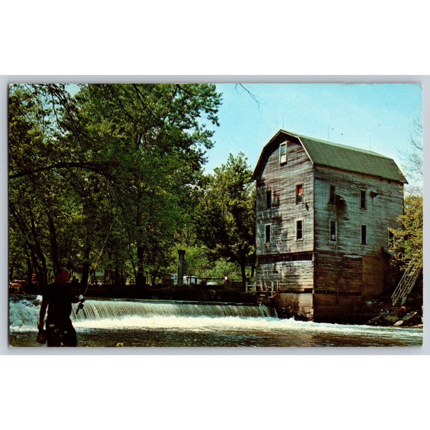 Poland IN Indiana Cagles Old Water Power Mill Chrome Postcard Unused