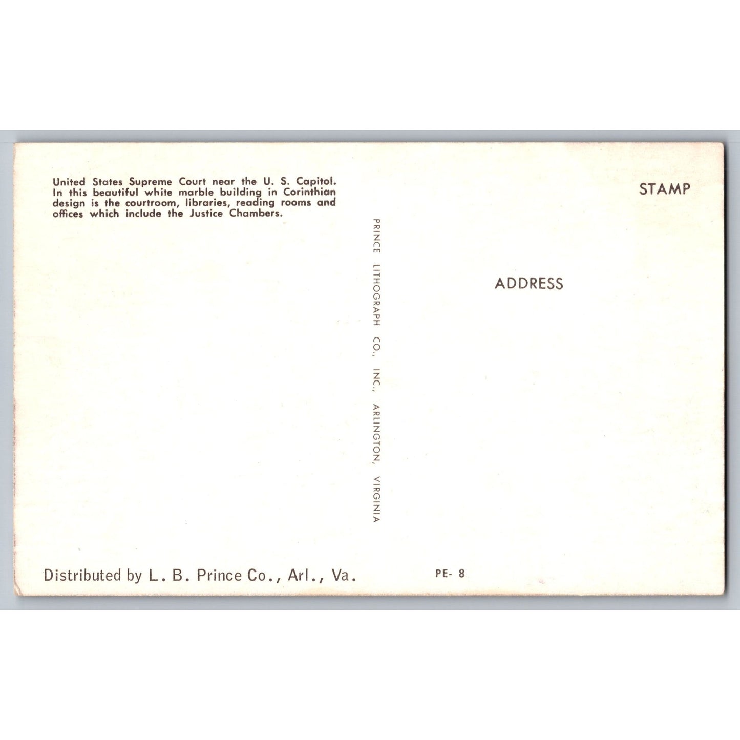 Washington DC US Supreme Court Chrome Postcard Unused L B Prince Co