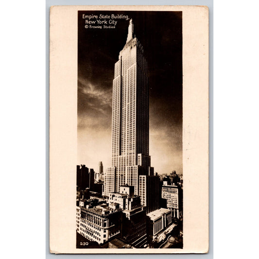 RPPC Postcard New York City NY NYC Empire State Building Browning Studios 1934